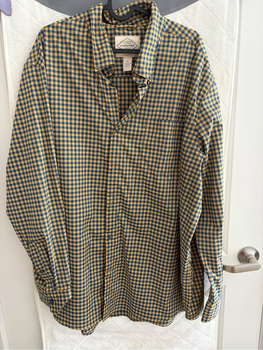 St. John's Bay Yellow and Blue Gingham Button-Down Shirt